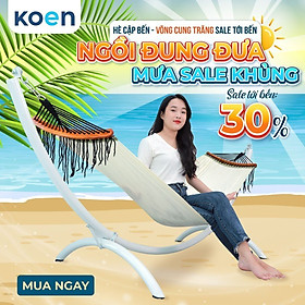 Mua Võng cung trăng koen màu trắng xếp gọn với khung sơn tĩnh điện cao cấp