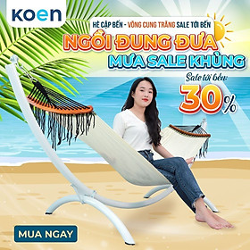 Võng cung trăng koen màu trắng xếp gọn với khung sơn tĩnh điện cao cấp