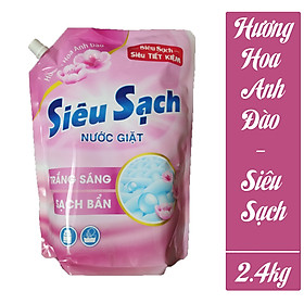 Túi Nước Giặt Lix Siêu Sạch Hương Hoa Anh Đào 2.4Kg - Trắng sáng sạch bẩn hương thơm nhẹ nhàng