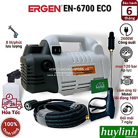 Máy xịt rửa xe Ergen EN-6700 Eco - Công suất 2600W - Áp lực 120 bar - Motor cảm ứng từ lõi đồng - Hàng chính hãng