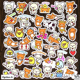 Set 60 sticker Rilakkuma hình dán có ép lụa - Giao mẫu ngẫu nhiên