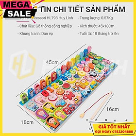 Bộ Đồ Chơi Câu Cá, Ghép Số Bằng Gỗ Cho Bé Montessori 63 Chi Tiết - Bộ Bảng Số Thông Minh Bằng Gỗ Mới Nhất 2020 - Giao Hàng Toàn Quốc