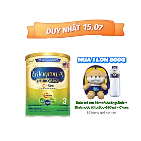 Sữa bột Enfagrow A+ NeuroPro 3 C-Sec 800g cho trẻ từ 2-6 tuổi