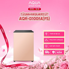[SẢN PHẨM MỚI 2025] Tủ lạnh mini Aqua 90 lít AQR-D100FA(PS) - Màu hồng nhạt - Freeship toàn quốc - Có hỗ trợ đổi qua be - Hàng chính hãng