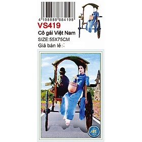 Mua Tranh đính đá cô gái việt nam VS419 - 55 x 75 cm - chưa đính