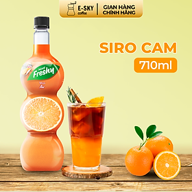 Siro Cam Freshy Orange Syrup Nguyên Liệu Pha Chế Trà Sữa Chai 710ml