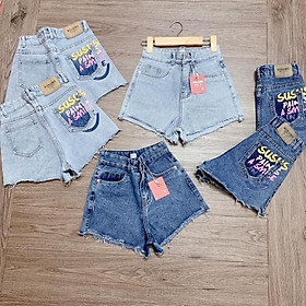 Quần shorts jeans quần shorts bò lưng siêu cao ống rộng