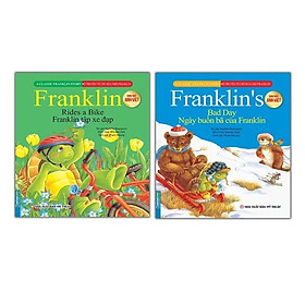Sách - Combo 2 cuốn Bộ truyện về chú rùa nhỏ Franklin - Franklin tập xe đạp + Ngày buồn bã của Franklin (song ngữ)