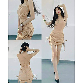 Đầm hai dây chân váy rút hở lưng quyến rũ