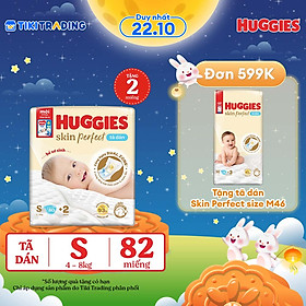 Tã/bỉm dán sơ sinh Huggies Skin Perfect S 80+2 miếng với 2 vùng thấm giảm kích ứng da