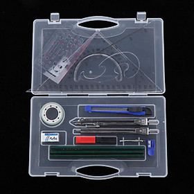 16Pc Compass Protractor Triangle Rulers Set Math Drafting Drawing Geometry Tools