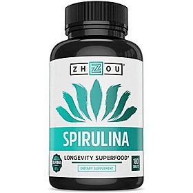 Non-GMO Spirulina Tablets, Highest Quality Spirulina on Earth, Sustainably Grown in California without Pesticides, 500mg in Each Small Tablet, 180 Count