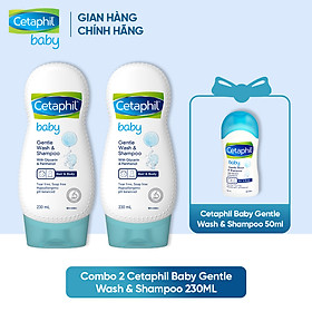 [Tặng Cetaphil Baby 50ml] Combo 2 Sữa tắm gội dịu lành cho bé Cetaphil Baby Gentle Wash & Shampoo 230ml/chai