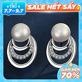 Bông tai ngọc trai 3 vòng tròn sang trọng BHBT411