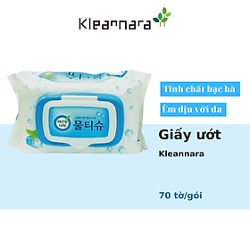 KHĂN VỆ SINH GIẤY (ƯỚT) KLEANNARA PEPPERMINT WET TISSUE CAP HƯƠNG BẠC HÀ (70 TỜ)