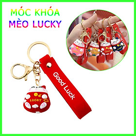 Móc Khoá Mèo Thần Tài Lucky May Mắn Nhiều Màu Sắc Có Dây Treo Silicon