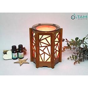 Mua Đèn xông tinh dầu điện Gỗ họa tiết hình học M0294