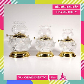 Mua Đèn dầu thờ cúng hoa sen lưu ly pha lê trắng cao cấp hàng VIP - Trắng nhiều cỡ
