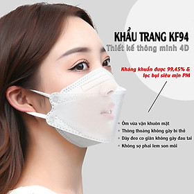 Một Hộp Gồm 10 Cái Khẩu Trang KF94, kháng Khuẩn, Chống Bụi, Màu Trắng - Đạt Các Chứng Chỉ ISO 13485, ISO 9001, CE, FDA, TGA.