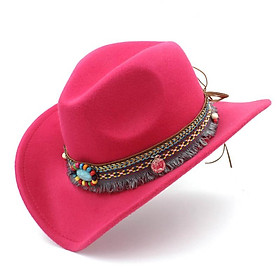 Thời trang Trẻ Em Len Hollow Mũ Cao Bồi Miền Tây Tua Trẻ Em Vành Đai Cô Gái Jazz Cowgirl Sombrero Cap Kích Thước 52-54 CM cho 4-8 Năm