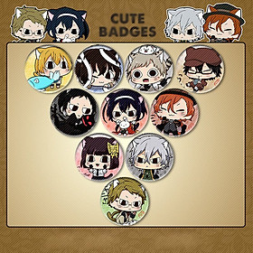 Combo 10 huy hiệu BUNGOU STRAY DOGS anime chibi ver ĐỘNG VẬT dễ thương