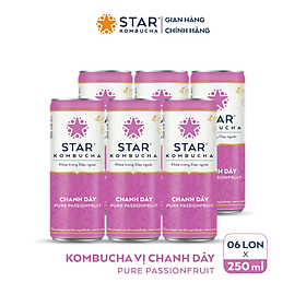 Lốc 6 lon thức uống lên men STAR KOMBUCHA Chanh Dây / Pure Passionfruit (250ml/lon)