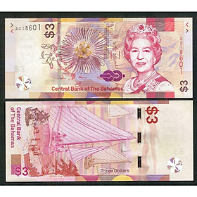 Tiền Bahamas 3 dollars Nữ hoàng Elizabeth II