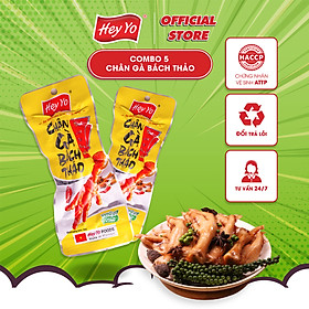 Combo 5 Chân Gà cay Hey Yo Bách Thảo 40g, chân gà ủ vị hàng Việt Nam thơm ngon chất lượng