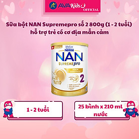 Sữa bột NAN Supremepro số 2 800g (1 - 2 tuổi) hỗ trợ trẻ có cơ địa mẫn cảm - Hàng Chính Hãng