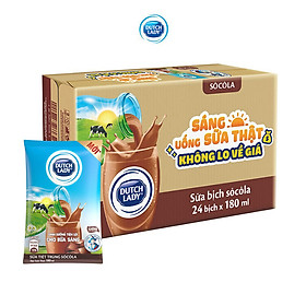 Thùng 24 Bịch Sữa Tiệt Trùng Dutch Lady Cô Gái Hà Lan Vị Chocolate (24X180ml)