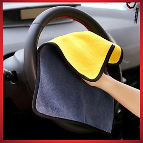 Khăn lau ô tô xe máy 2 mặt siêu dầy siêu thấm nước không rụng bông
