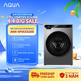 [SẮP RA MẮT 2026] Máy giặt cửa trước AQUA Inverter 8kg AW8-BP0533L(S8) - Bảo hành 2 năm - Freeship toàn quốc - Hàng chính hãng
