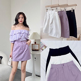 Chân váy kaki nữ chữ a dáng ngắn 2 khuy v238810 by germe