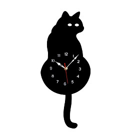 Wall Clock Creative DIY Cat Acrylic Wall Clock with Pendulum for Living Room Bedroom Kitchen Home Décor - Battery Not Included