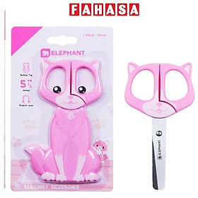Kéo Học Sinh Nam Châm Fancy Cat - Elephant - Màu Hồng