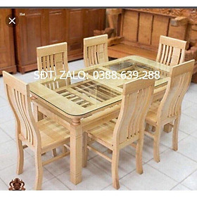 Mua Bàn ghế ăn gỗ sồi - Màu sồi(chưa + SHIP) 1m6 6 ghế