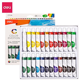 Màu bột Gouache Deli dạng tuýp 12ml Deli - 5/12/24 màu - 1 hộp - EC11 .