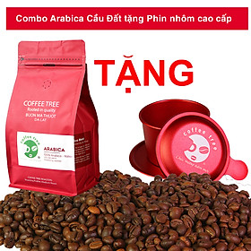 Cà phê bột Arabica Cầu Đất 500g nguyên chất 100% thơm nồng, vị nhẹ, gu tây TẶNG Phin Nhôm Pha Cà Phê Màu Đỏ Cao Cấp