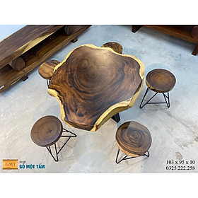 Mua Bộ Bàn Ghế Gỗ Me Tây Nguyên Tấm  Bàn Ghế Sân Vườn Gỗ Me Tây  Bàn Ghế Cafe Gỗ Me Tây Dài 95cm Rộng 1 03m Dày 10cm