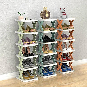 Kệ để giày dép chữ x - Kệ để giày dép tháo lắp 5 - 6 tầng có thể tháo lắp gấp gọn