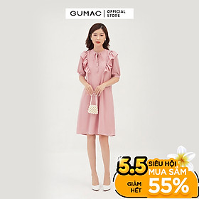 Đầm suông nữ thiết kế phối bèo vai GUMAC DB308