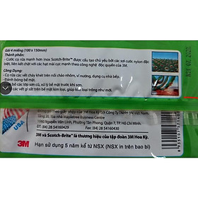 Mua Gói 4 Miếng Cước Cọ Rửa Siêu Mạnh 3M Scotch Brite 10x15cm-Đánh Tan Mọi Vết Bẩn Cứng Đầu