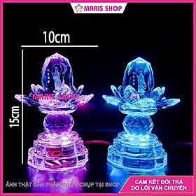 Mua Bộ 2 Cây Đèn Thờ Pha Lê Nguyên Khối Hình Phật Quan Âm  Đèn LED Tự Động Đổi Màu cao 15cm  MRHT42 
