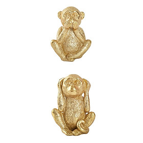 2x Monkeys Figurines for Home Decor Sculptures Statues