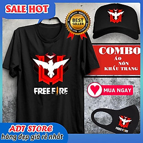 Áo thun cộc tay in hình Combo Free Fire Rank Huyền Thoại Màu Đen +nón + khẩu trang FF đẹp mẫu mới HOT