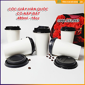Mua 50 cốc giấy CÓ NẮP 480ml - 16OZ