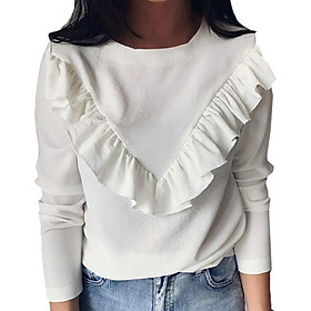 Autumn Korean womens tops and blouses female Solid long sleeve Ruffle bouse Fashion New Personality Fashion women's blouse