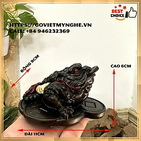 Mua Tượng đá cóc 3 chân thiềm thừ ngậm tài lộc phong thủy - Chiều Dài 11cm - Màu nâu đen