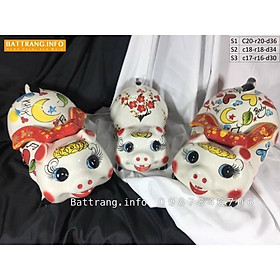heo đầu nơ - heo sứ Bát Tràng
