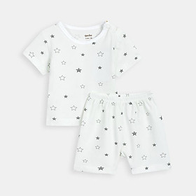 Bộ cộc tay cúc bấm vai hoạ tiết ngôi sao Boube cho bé - Chất liệu Petit mềm mại thoáng mát từ 0 đến 24 tháng